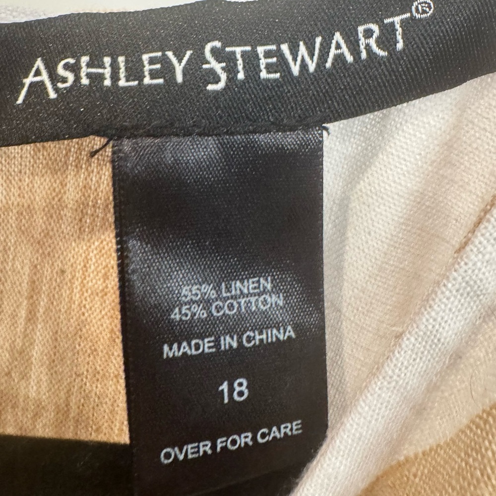 Ashley Stewart Tan White Striped Linen Blend Maxi Dress NWT Size 18 - Picture 6 of 9